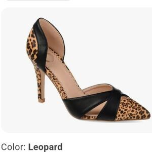 Women's Black Leopard Print Pump Dora Criss Cross Pointed Toe Stiletto Heel 9